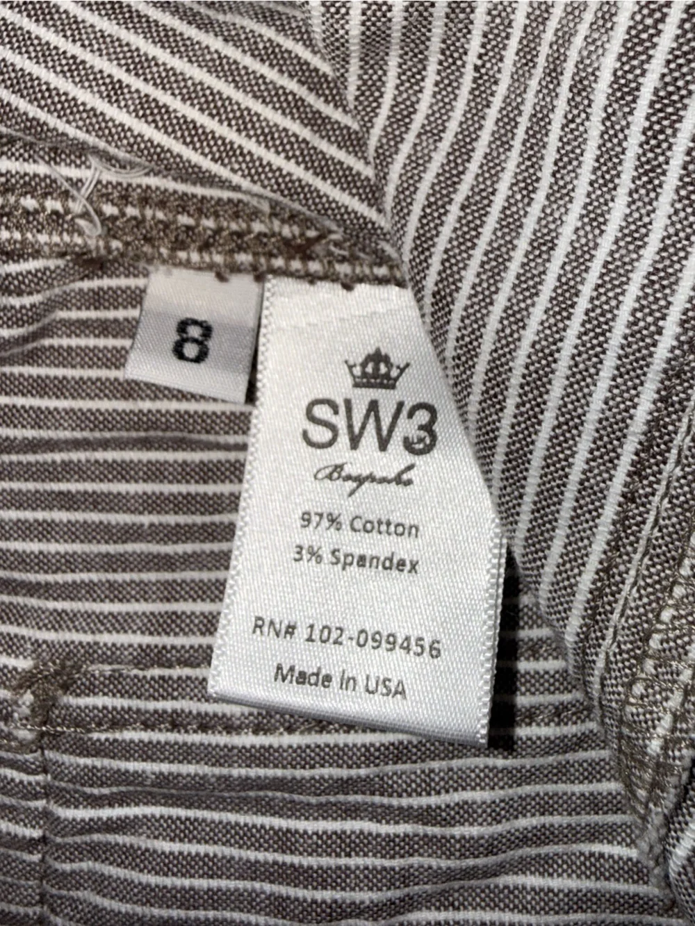 SW3 Bespoke Women’s Striped Drawstring Pants Size 8 Brown White Cotton Wide Leg